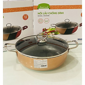 Nồi lẩu chống dính vân đá Smartcook 5552KMB size 26cm - Hàng Chính Hãng