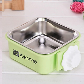 Bát ăn inox gắn chuồng cho thú cưng ( màu ngẫu nhiên )