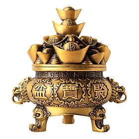 Mua Lư Trầm Hũ Tiền Vàng Bằng Đồng Thau Tâm Thành Phát (15 x 14 cm)