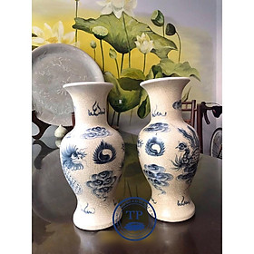 Mua LỌ HOA THỜ MEN RẠN HÌNH RỒNG VÀ PHƯỢNG CAO 28cm HANH15089