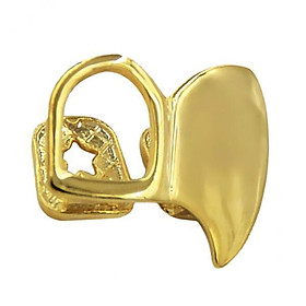 2xHiphop Double Cap Fang Grills Teeth Hollow Top Tooth Caps Gold