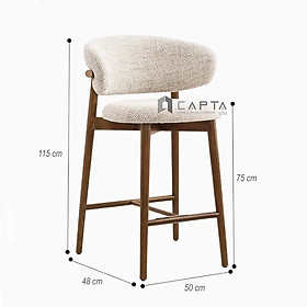 Mua Ghế bar cafe màu kem CB LEO-75F Ghế ngồi tiếp khách nệm bọc vải bố màu kem khung ghế gỗ tần bì