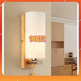Đèn tường đế gỗ, chao thủy tinh  cao cấp màu trắng  đục đui E27 TG9002 - đèn  tường cầu thang đèn tường phòng ngủ