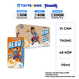 Thức uống sữa trái cây vị cam Vinamilk Hero - Thùng 48 hộp 110ml
