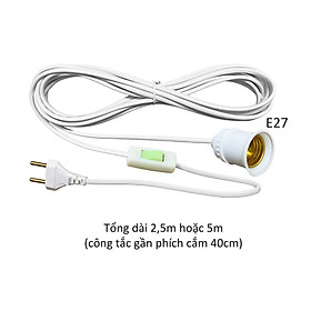 Mua Đui chuôi đèn E27 liền dây điện có công tắc và phích cắm dài 2 5m 5m đuôi xoáy 27mm LH-SPx