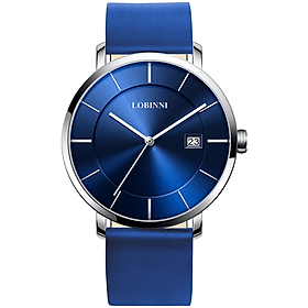 Đồng hồ nam Lobinni L3033-7 chính hãng Thụy Sỹ Kính sapphire ,chống xước ,Chống nước 30m,mặt xanh dây xanh ,Máy điện tử (Quartz) ,Bảo hành 24 Tháng,thiết kế đơn giản ,trẻ trung và sang trọng 