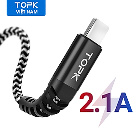 Mua  HÀNG CHÍNH HÃNG  Cáp sạc bện Nylon TOPK AN42 USB -Iphone dây cáp sạc cho IP 11 Pro Max XS Max 8 7 6 Plus 5 5S iPad - Phân phối bởi TOPK VIỆT NAM