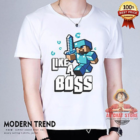 (Ảnh Thật Hot) Áo Thun Minecraft Like a Boss Siêu Đẹp - Áo Minecraft Tshirt MC13