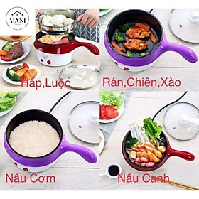 Mua Nồi lẩu mini 2 tầng có khay hấp inox đa năng - Chảo lẩu điện mini ca nấu mì kèm vỉ hấp bánh bao