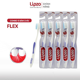 Combo 5 Bàn Chải Đánh Răng LIPZO Flex Khay Công Nghệ Lông Chỉ Tơ Nha Khoa Dành Cho Người Lớn