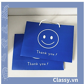 Túi giấy Classy quai xách Classy hình mặt cười, trái tim màu xanh dương Q1349