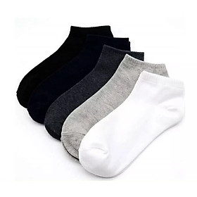 Tất vớ nam nữ cotton trơn cổ ngắn, vớ tất cổ thấp - combo 3 đen