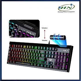 BÀN PHÍM GAMING AULA F3020 MÀU ĐEN LED RGB - HN - HÀNG CHÍNH HÃNG