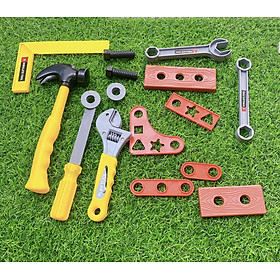 Bộ Sửa Chữa Kìm, Búa, Tua Vít 15 Dụng Cụ Vàng TOOLS SET, Bé Làm Kỹ Sư Đồ Chơi Bé Trai