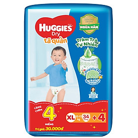 Tã Quần Huggies Tràm Trà Tự Nhiên Dry Pants Jumbo Xl34