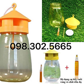 Mua Combo 03 Bộ sản phẩm bẫy ruồi vàng mới nhất diệt ruồi đục trái (5 bình bẫy và 5 tuýp chất dẫn dụ 2ml)