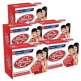 Combo 5 Xà Phòng Sạch Khuẩn Lifebuoy Bạo Vệ Vượt Trội 10 (90G X5)
