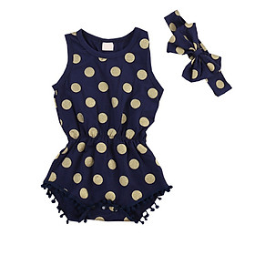 Newborn baby clothes Princess New summer baby girls Clothes Bronzing Dot headband Tassel bodysuits baby Rompers 1st birthday