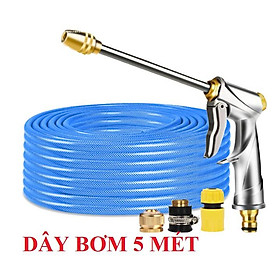 Bộ dây vòi xịt nước rửa xe,tưới cây .tăng áp 3 lần,loại 3m,5m 206701-2đầu đồng,cút,nối đồng+ tặng túi đựng bút TL