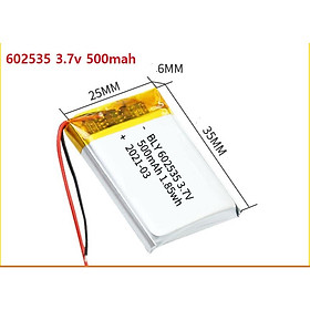 Pin Sạc Lithium Polymer 3.7V 500mah 602535 Cho tai nghe,loa Mp3 MP4 MP5 GPS PSP Bluetooth hàng mới