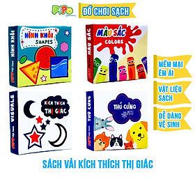 Bộ 4 sách vải sơ sinh PiPoVietnam kích thích thị giác chủ đề Hình khối