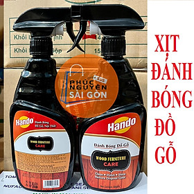 Bộ 2 Chai xịt làm sạch, đánh bóng, bảo dưỡng và không làm phai màu bề mặt đồ gỗ Hando 600ml (Mẫu mới-Đen)