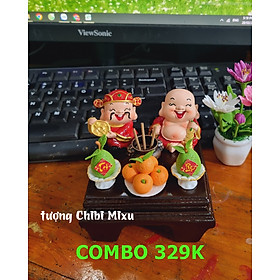 Mua Combo bàn thờ Thần Tài Thổ Địa 4cm kèm chân đế vuông 8cm nhiều mẫu - tặng 10 nhang
