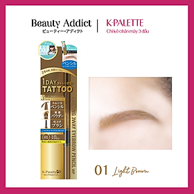 Bút Vẽ Lông Mày 3 Đầu Nhật Bản, Đầu Chì, Đầu Bột, Cọ Chải, K-Palette Eyebrow Pencil, Chống Lem, Lâu Trôi, Bền Màu 24h (02 Màu nâu tự nhiên)