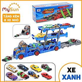 Mô hình xe tải container đầu kéo đồ chơi chở 8 ô tô cho bé MySun