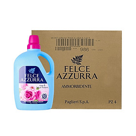 Thùng nước xả vải hương nước hoa Ý hoa hồng và hoa sen siêu mềm mượt Felce Azzurra 3L x 4 chai