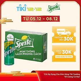 Thùng 24 Lon Nước ngọt có gas Sprite lon Mi nhon (250ml x24)