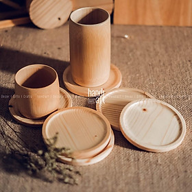 Lót ly bằng gỗ - Lót cóc gỗ - Lót ly gỗ tròn