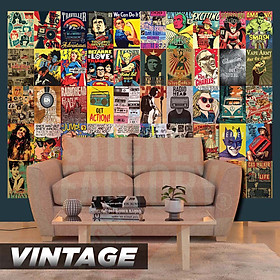 Mua VINTAGE - Set 50 Poster A4 dán tường trang trí decor quán nhà cửa - STICKER FACTORY