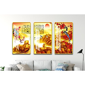 Mua Tranh treo phòng khách-Tranh treo tường Vạn Lý Trường Thành TT  507 /Gỗ MDF cao cấp phủ kim sa/ Chống ẩm mốc  mối mọt/Bo viền góc tròn