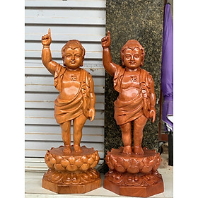 Mua Tượng đức phật đản sinh bằng gỗ hương đá liền khối kt cao 60×20×20cm