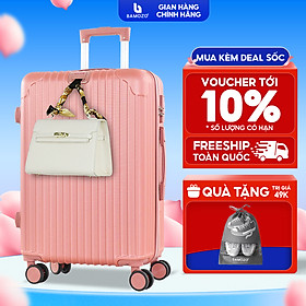 Vali du lịch BAMOZO 8801 MÀU VÀNG HỒNG size 2024,  vali kéo nhựa được bảo hành 5 năm. - Vàng hồng cao cấp - size 20