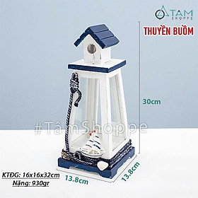 Chân nến ngôi nhà kính gỗ phong cách biển CHN-25