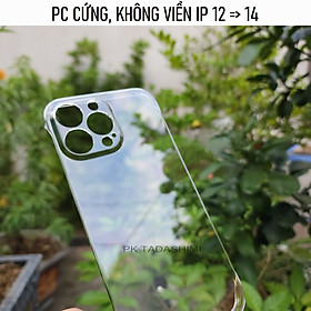 Ốp Lưng KHÔNG VIỀN Cho IPhone 12/ 13/ 14 series Trong Suốt, Nhựa PC Cứng Mỏng, Không Ố Vàng Bảo Vệ Camera