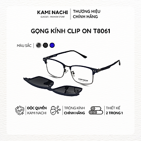 Gọng kính Clip On phiên bản Retro vuông đa năng, cắt được cận KAMI NACHI T8061