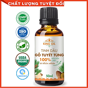 Tinh dầu gỗ Tuyết Tùng (Hoàng Đàn) 50ml nguyên chất từ thiên nhiên, xông phòng, khử mùi, thơm phòng, đuổi muỗi, thư giản - KingOil
