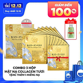 Combo 9 Túi Mặt Nạ Collagen Tươi dưỡng da Nhật Bản chống lão hóa, trắng sáng da và giúp da mềm mịn săn chắc - Tặng 1 Túi Mặt Nạ Collagen