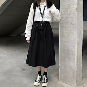 Chân váy đũi dài style Hàn Quốc Chân váy dài vintage Quảng Châu Đầm nữ CV04