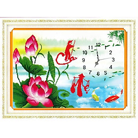 TRANH THÊU CHỮ THẬP ĐỒNG HỒ CHA MẸ 45x61CM - TỰ THÊU