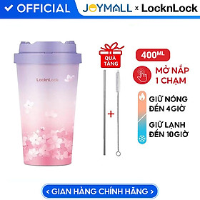 Ly Giữ Nhiệt Lock&Lock Energetic One Touch Tumbler LHC3249 (550ml) - Hàng Chính Hãng, Bằng Thép Không Gỉ Inox 316L, Nắp Mở Một Chạm, Tặng Ống Hút Và Cọ Rửa