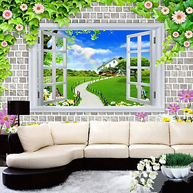 Mua Tranh dán tường 3D cửa sổ hoa đồng tiền CS90