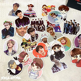 Bộ 50 Sticker (nhãn dán) NHÓM NHẠC NAM HÀN QUỐC - dán nón bảo hiểm, ghi-ta, tủ lạnh, máy tính