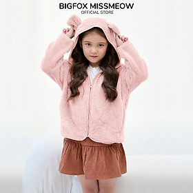 Áo khoác lông Bigfox Miss Meow size đại có mũ ấm áp cho bé trai bé gái thu đông kiểu Hàn của trẻ em 3-15 tuổi 30kg 50kg