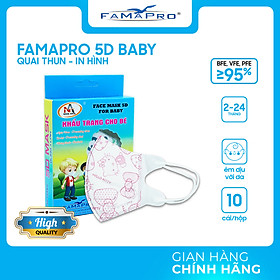 [HỘP - FAMAPRO 5D BABY] - Khẩu trang y tế trẻ em kháng khuẩn 3 lớp Famapro 5D Baby (10 cái/ hộp) - 1 HỘP