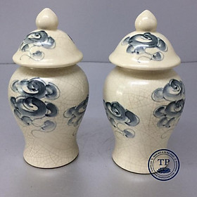 Mua Hũ đựng gạo   muối   nước thờ bằng men rạn vẽ mây KH12851