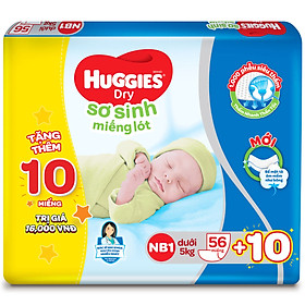 Miếng lót Sơ Sinh Huggies NB1 56 miếng - NB 1  56 (gói 56 miếng) + Tặng 10 miếng